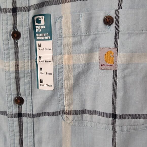 Carhartt Plaid Button Up Short Sleeve Shirt. Relaxed Fit. Men's Medium - Picture 4 of 8